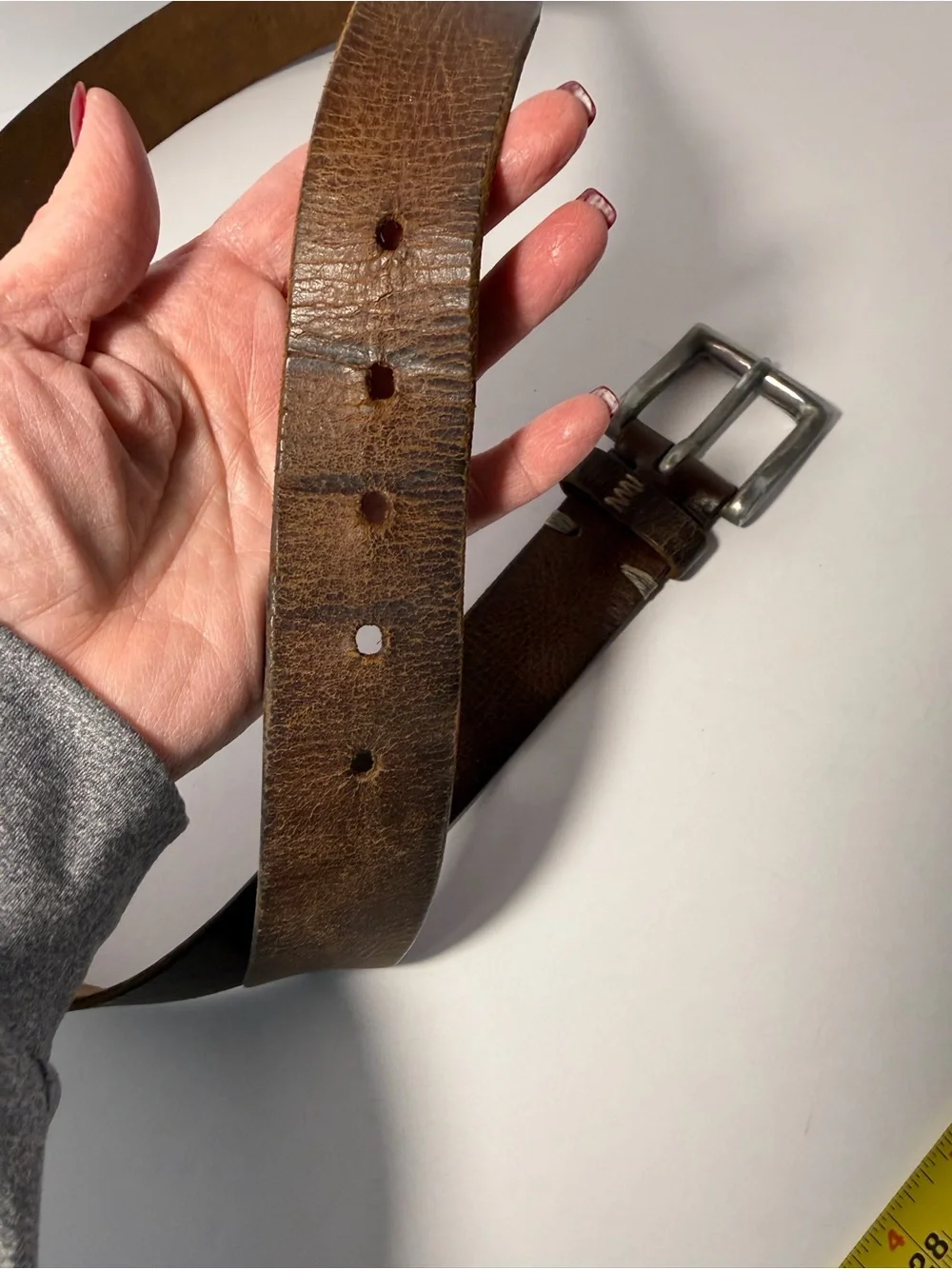 🤠 Vintage Distressed Brown Full Grain Leather Belt 38